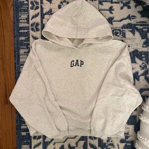 GAP Light Gray Hoodie with Navy Blue Logo